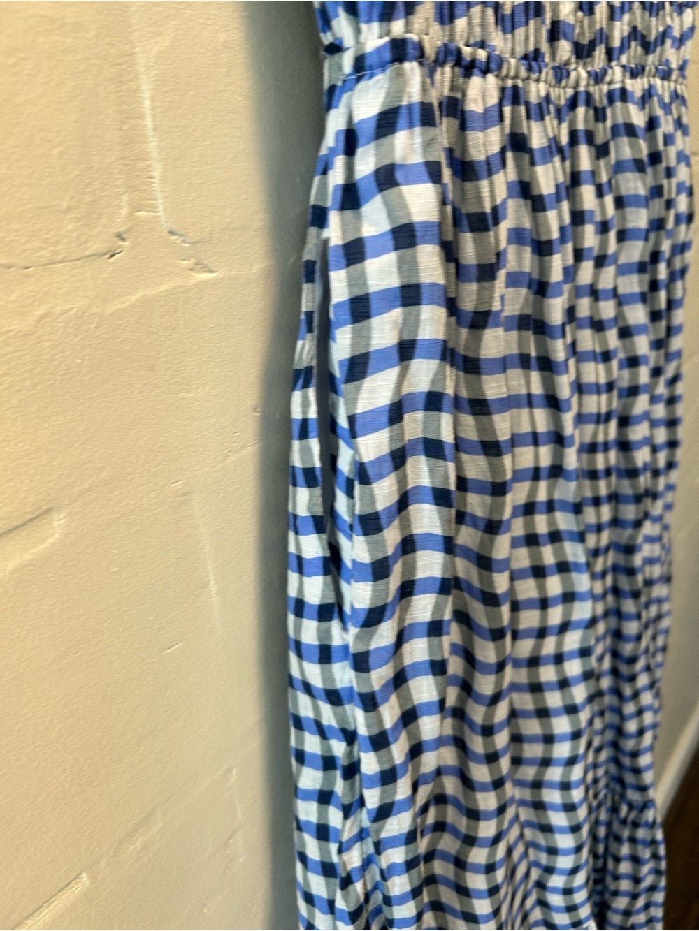 Anthropologie Peregrine Blue Gingham Smocked Midi Dress with Flutter Sleeves XS - Picture 9 of 11